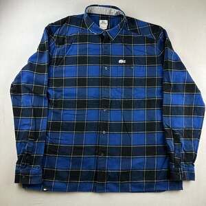 Lacoste Sport Blue and Black Plaid Check Long Sleeve Shirt